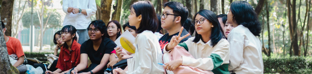 Students sitting outside